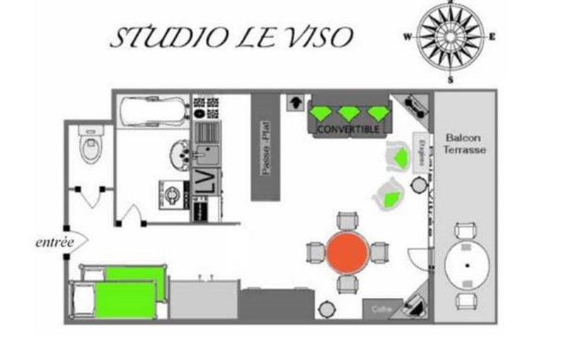 Location Studio 2 personnes - Le Viso à ABRIES