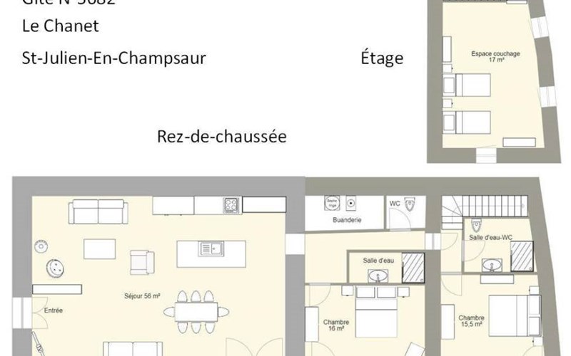 Location Gîtes de France N°5682 (Maison La Chanette - Rez-de-Jardin) à ST JULIEN EN CHAMPSAUR